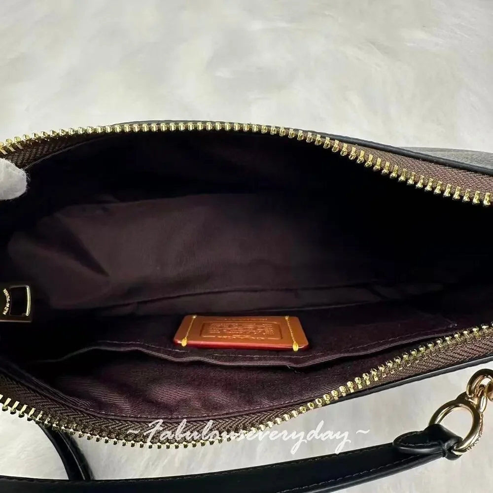 Coach Teri Shoulder/Crossbody Bag Signature Canvas/Gold/Walnut/Black CV933 NWT